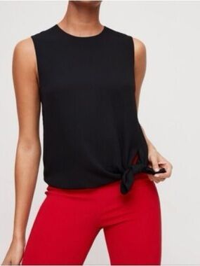 Babaton Black Sleeveless Tie-Hem Tank
